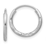 Image of 12mm 10k White Gold 1.5mm Diamond-cut Endless Hoop Earrings 10XY1198