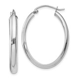 Image of 17mm 10k White Gold Polished 3.75mm Oval Tube Hoop Earrings 10TF114