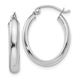 Image of 10mm 10k White Gold Polished 3.75mm Oval Tube Hoop Earrings 10TF116