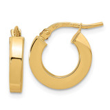 Image of 15mm 14K Yellow Gold Polished 3mm Square Tube Hoop Earrings TF1965