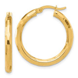Image of 27.75mm 14K Yellow Gold Polished and Diamond-cut Hoop Earrings TF2210