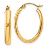 Image of 25mm 14K Yellow Gold Polished 3.75mm Oval Tube Hoop Earrings TF115Y