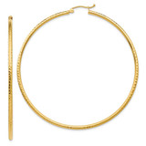 Image of 65mm 10k Yellow Gold Diamond-cut 2mm Round Tube Hoop Earrings 10TC240