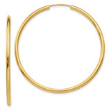Image of 41mm 10k Yellow Gold Polished Round Endless 2mm Hoop Earrings 10H984