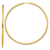 Image of 60mm 14K Yellow Gold Polished Round Endless 2mm Hoop Earrings H988