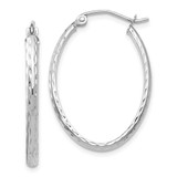 Image of 29mm 14k White Gold Lightweight Diamond-cut Oval Hoop Earrings TE513W