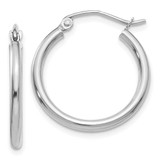 Image of 20mm 10K White Gold Polished 2mm Lightweight Tube Hoop Earrings 10T828L