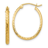 Image of 25mm 10k Yellow Gold Lightweight Diamond-cut Oval Hoop Earrings 10TE512