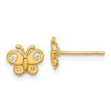 Image of 6.4mm 14K Yellow Gold Madi K Polished CZ Butterfly Post Earrings GK1183