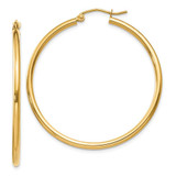 Image of 40mm 10k Yellow Gold Polished 2mm Lightweight Tube Hoop Earrings 10T919L