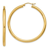 Image of 45mm 10k Yellow Gold Polished 3mm Lightweight Tube Hoop Earrings 10T942L