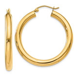 Image of 35mm 10k Yellow Gold Polished 4mm Lightweight Tube Hoop Earrings 10T948L