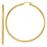 Image of 65mm 14K Yellow Gold Knife Edge Diamond-cut Hollow Hoop Earrings TC823