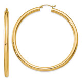 Image of 60mm 14K Yellow Gold Polished 4mm Lightweight Tube Hoop Earrings T954L