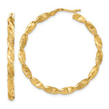 Image of 14K Yellow Gold Polished and Textured Twisted Hoop Earrings TF1971
