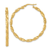 Image of 14K Yellow Gold Polished and Textured Twisted Hoop Earrings TF1972
