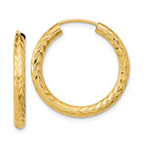 Image of 25mm 10k Yellow Gold Polished & Diamond-cut Endless Hoop Earrings 10TF1005
