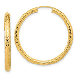 Image of 34mm 10k Yellow Gold Polished & Diamond-cut Endless Hoop Earrings 10TF1007