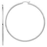 Image of 65mm 14K White Gold Polished 2.5mm Lightweight Tube Hoop Earrings T841L