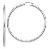 Image of 55mm 14K White Gold Polished 2.5mm Lightweight Tube Hoop Earrings T843L