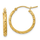 Image of 20.44mm 14K Yellow Gold Polished and Satin Diamond-cut Hoop Earrings TC1034
