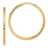 Image of 30mm 10k Yellow Gold Diamond-cut Square Tube Endless Hoop Earrings 10TF997