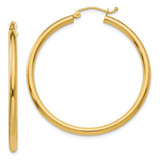 Image of 40mm 10k Yellow Gold Polished 2.5mm Lightweight Tube Hoop Earrings 10T925L