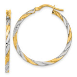 Image of 30.55mm 14K Yellow Gold & White Rhodium Polished & Twist Hoop Earrings TF2084