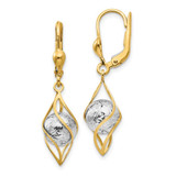 Image of 34mm 14K Two-tone Gold Polished Diamond-cut Dangle Leverback Earrings TH890