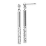 Image of 36.5mm 14k White Gold Polished and Diamond-cut Bar Dangle Post Earrings TH954W