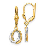 Image of 27mm 14K Two-tone Gold Textured and Polished Dangle Leverback Earrings TH877