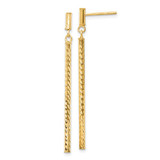 Image of 55mm 14K Yellow Gold Polished and Diamond-cut Bar Dangle Post Earrings TH955