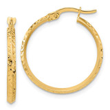 Image of 25.5mm 14K Yellow Gold Polished and Diamond-cut Knife Edge Hoop Earrings TF2198