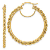 Image of 10k Yellow Gold Polished and Diamond-cut Rope 2.95mm Hoop Earrings 10ER343