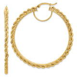Image of 10k Yellow Gold Polished and Diamond-cut Rope 2.95mm Hoop Earrings 10ER345
