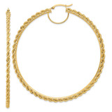 Image of 10k Yellow Gold Polished and Diamond-cut Rope 2.95mm Hoop Earrings 10ER348