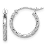Image of 17.25mm 14k White Gold Polished and Satin Diamond-cut 2.00mm Hoop Earrings TC1049W
