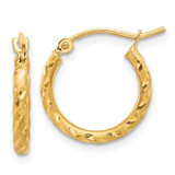 Image of 17.25mm 14K Yellow Gold Polished and Satin Diamond-cut 2.00mm Hoop Earrings TC1045