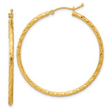 Image of 40.5mm 14K Yellow Gold Polished and Satin Diamond-cut 2.00mm Hoop Earrings TC1049