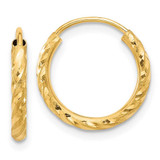 Image of 14.7mm 14K Yellow Gold Polished and Satin Diamond-cut 2.00mm Endless Hoop Earrings TF2186