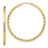 Image of 39.9mm 14K Yellow Gold Polished and Satin Diamond-cut 2.00mm Endless Hoop Earrings TF2187