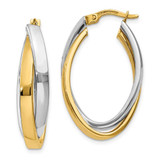 Image of 14mm 14K Two-tone Gold Oval Hoop Earrings