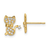 Image of 10mm 14K Yellow Gold CZ Cat Post Earrings