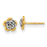 Image of 7.5mm 14K Two-tone Gold Flower Post Earrings