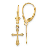 Image of 29.62mm 10k Yellow Gold Cross Leverback Earrings