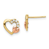 Image of 8.3mm 14K Two-tone Gold CZ Heart Post Earrings