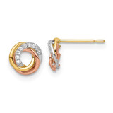 Image of 6.9mm 14k Tri-color Gold CZ Circle Post Earrings