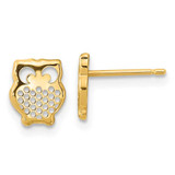 Image of 7.9mm 14K Yellow Gold Textured Owl Post Earrings