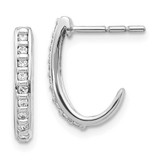 Image of 15mm 10k White Gold Diamond J-Hoop Post Earrings