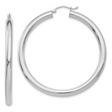 Image of 50mm 10k White Gold 4mm x 50mm Tube Hoop Earrings